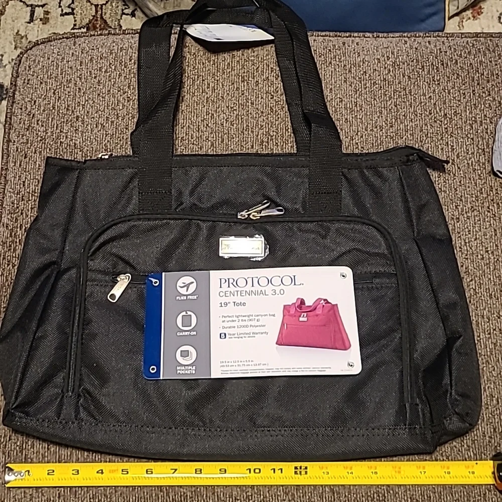 PROTOCOL BRAND 19" BLACK TOTE CARRY ON COMPUTER LAPTOP BAG - Picture 8 of 11